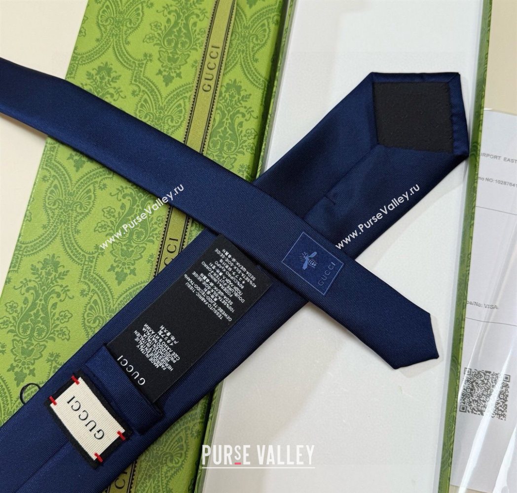 Gucci Bee Silk Tie Blue 2025 GG091038 (XMN-250910122)