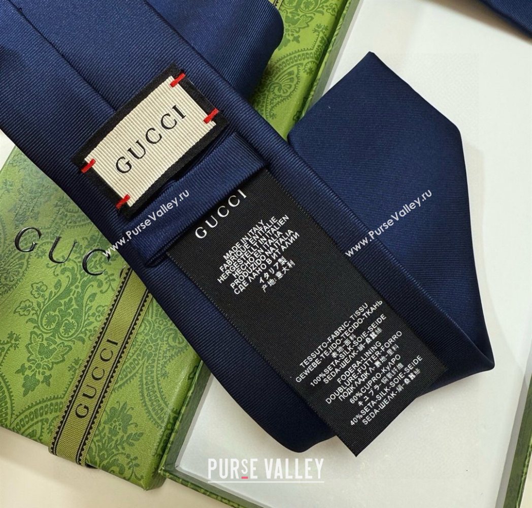 Gucci Bee Silk Tie Blue 2025 GG091038 (XMN-250910122)