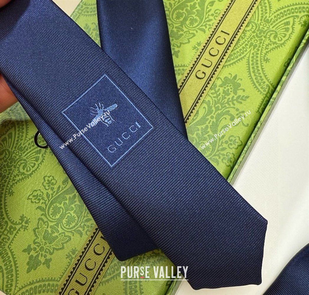 Gucci Bee Silk Tie Blue 2025 GG091038 (XMN-250910122)