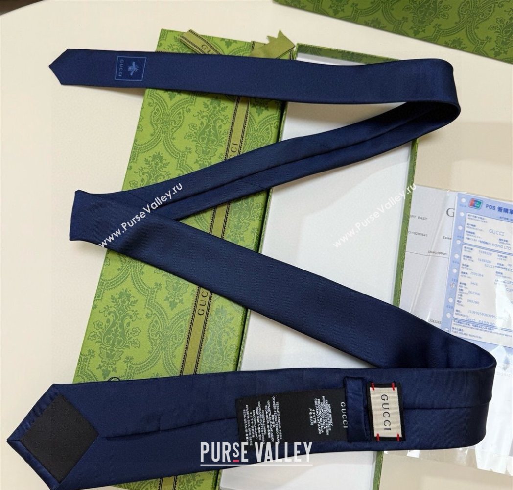 Gucci Bee Silk Tie Blue 2025 GG091038 (XMN-250910122)