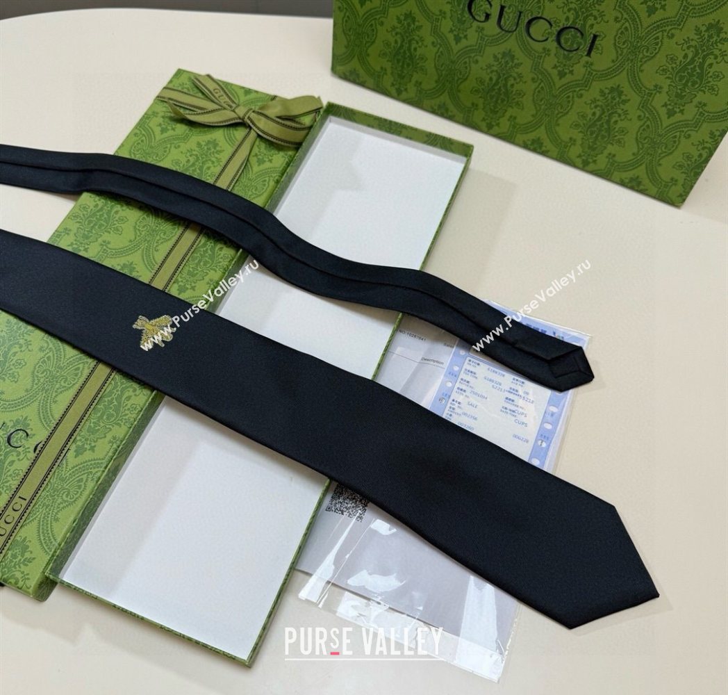 Gucci Bee Silk Tie Blue 2025 GG091038 (XMN-250910122)