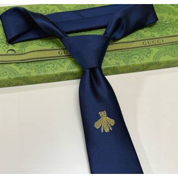 Gucci Bee Silk Tie Blue 2025 GG091038 (XMN-250910122)