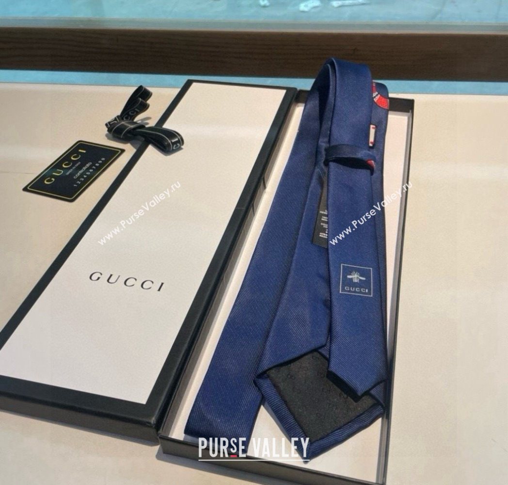 Gucci Kingsnake Silk Tie Blue 2025 GG091042 (XMN-250910136)