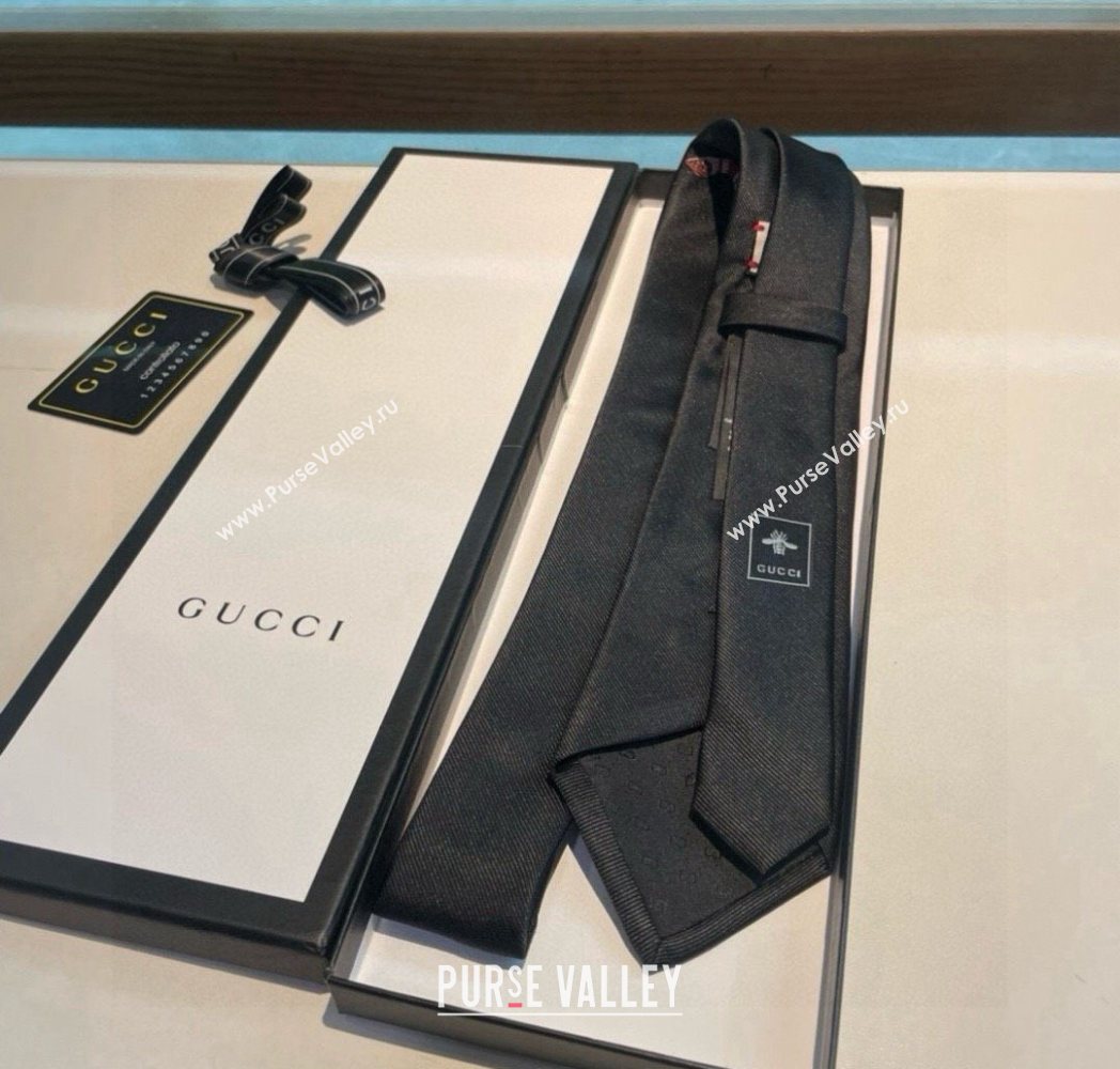 Gucci Kingsnake Silk Tie Black 2025 GG091042 (XMN-250910137)