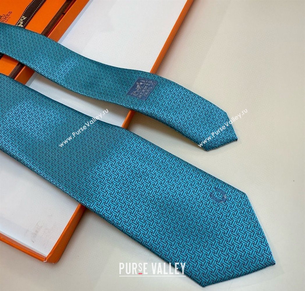Hermes Unie Fer a Cheval Silk Tie Lake 2025 HS091033 (XMN-250910106)