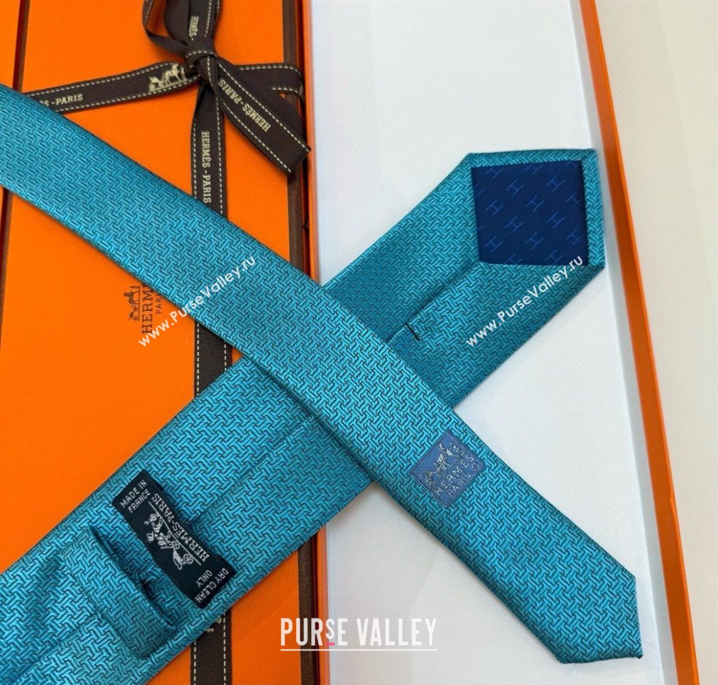 Hermes Unie Fer a Cheval Silk Tie Lake 2025 HS091033 (XMN-250910106)