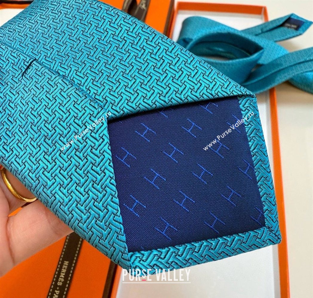 Hermes Unie Fer a Cheval Silk Tie Lake 2025 HS091033 (XMN-250910106)