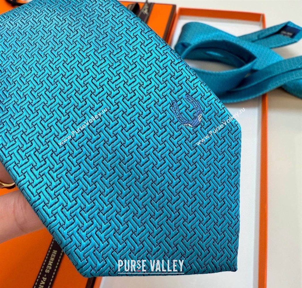 Hermes Unie Fer a Cheval Silk Tie Lake 2025 HS091033 (XMN-250910106)