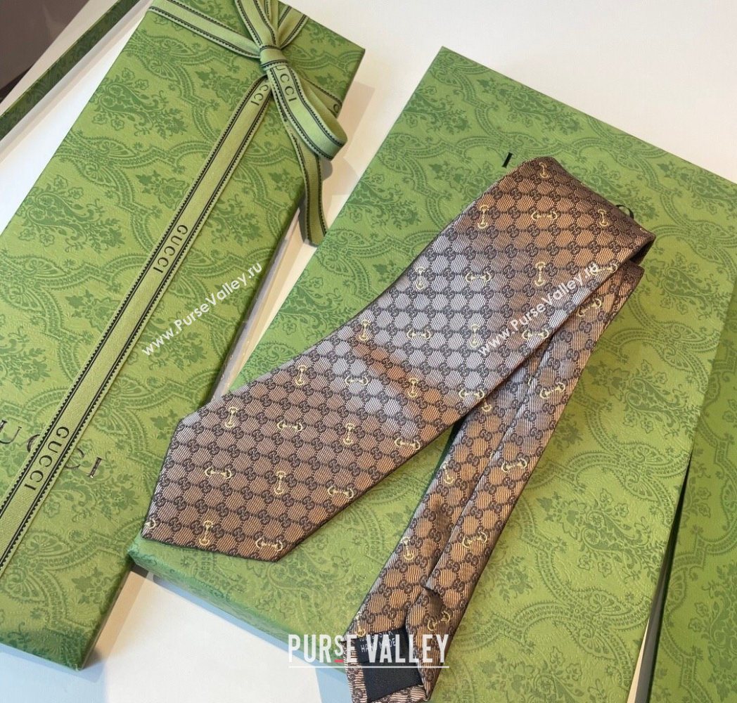Gucci GG Silk Tie with Horsebit Beige 2025 GG091034 (XMN-250910107)