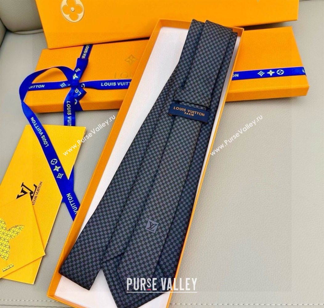 Louis Vuitton Micro Damier Silk Tie Grey 2026 LV26010502 (XMN-260105045)