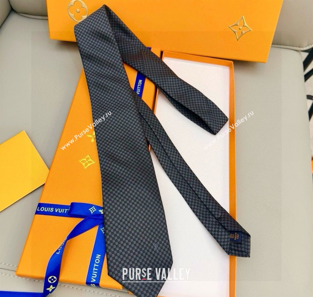 Louis Vuitton Micro Damier Silk Tie Grey 2026 LV26010502 (XMN-260105045)