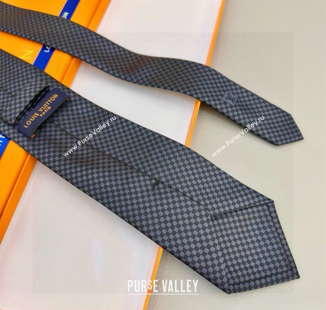 Louis Vuitton Micro Damier Silk Tie Grey 2026 LV26010502 (XMN-260105045)