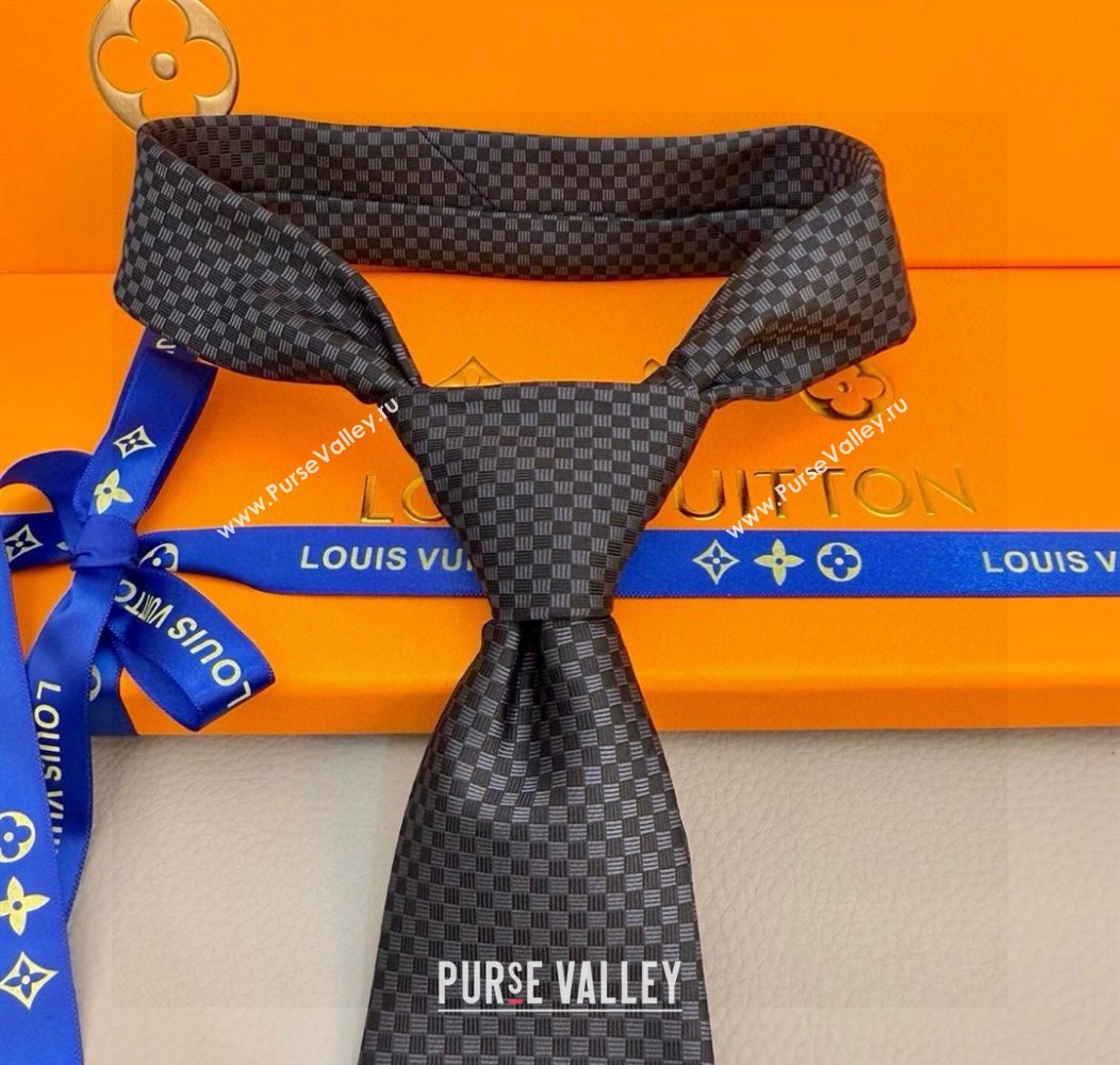 Louis Vuitton Micro Damier Silk Tie Grey 2026 LV26010502 (XMN-260105045)