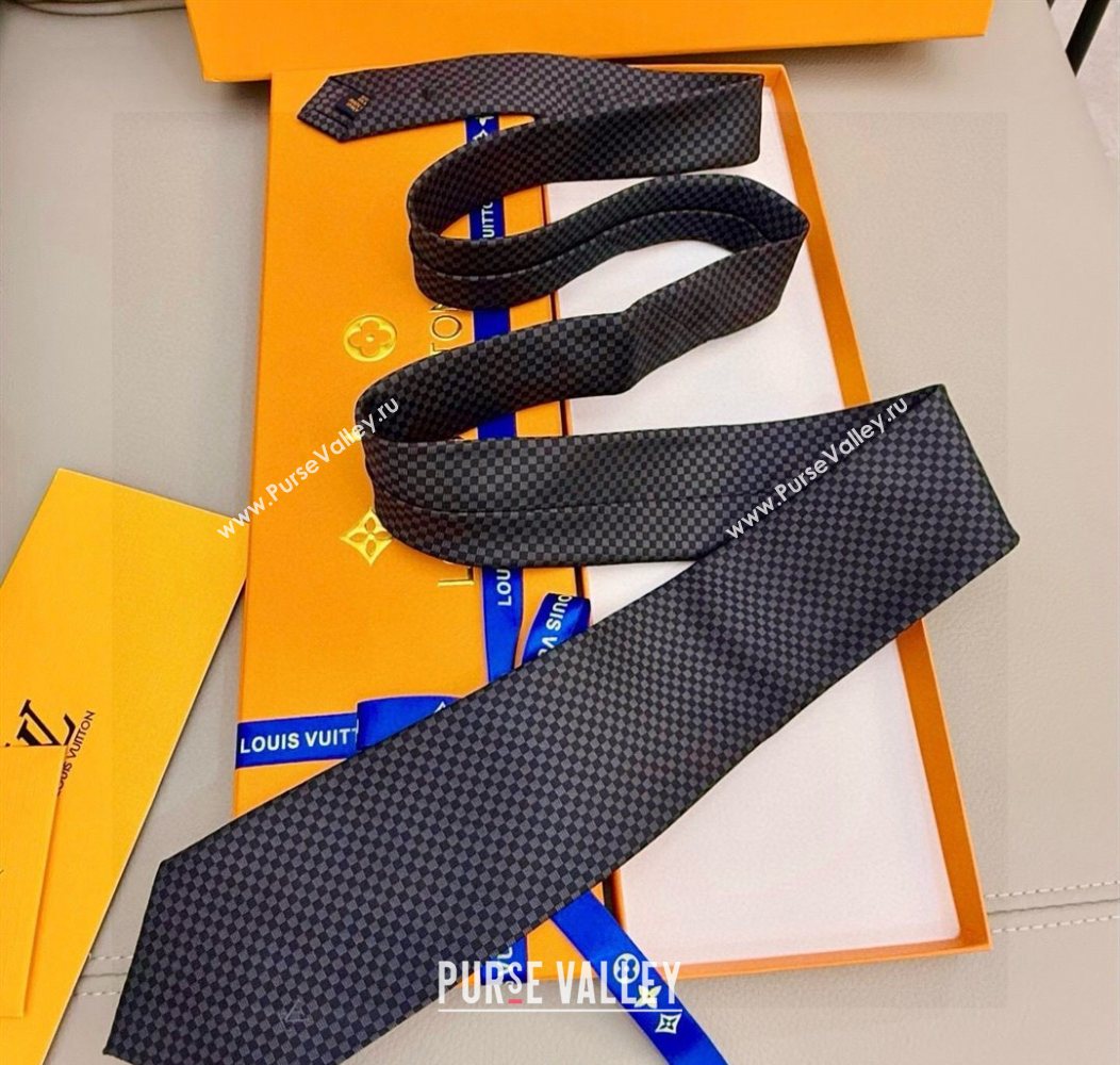 Louis Vuitton Micro Damier Silk Tie Grey 2026 LV26010502 (XMN-260105045)