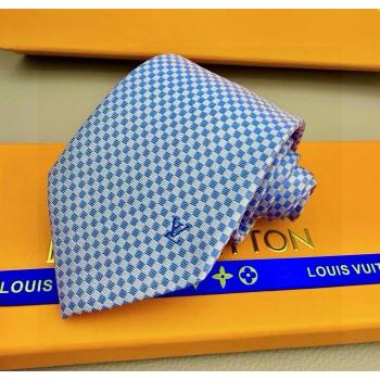 Louis Vuitton Micro Damier Silk Tie Light Blue 2026 LV26010502 (XMN-260105046)