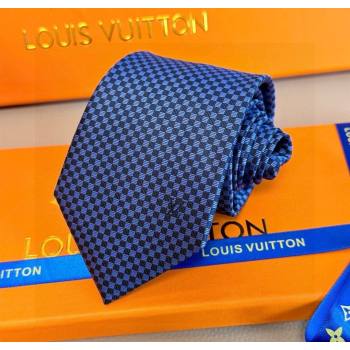 Louis Vuitton Micro Damier Silk Tie Navy Blue 2026 LV26010502 (XMN-260105047)