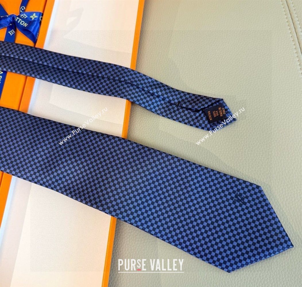 Louis Vuitton Micro Damier Silk Tie Navy Blue 2026 LV26010502 (XMN-260105047)