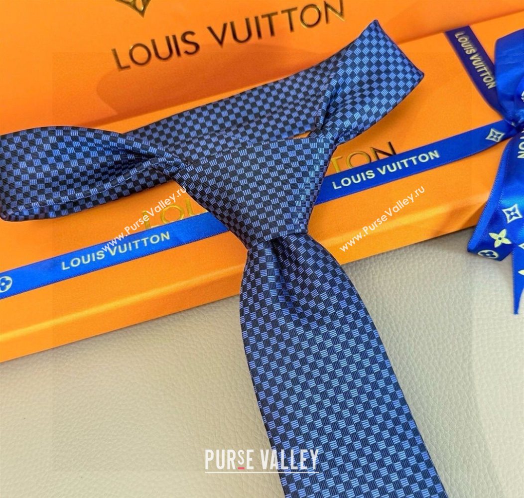 Louis Vuitton Micro Damier Silk Tie Navy Blue 2026 LV26010502 (XMN-260105047)