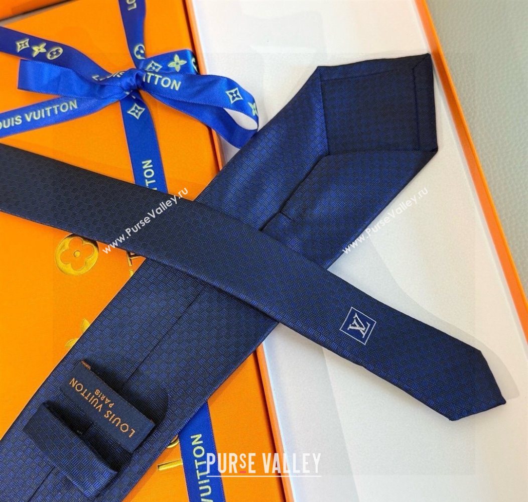 Louis Vuitton Micro Damier Silk Tie Blue2 2026 LV26010502 (XMN-260105049)