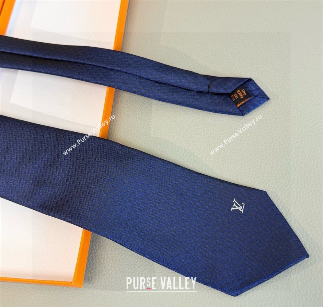 Louis Vuitton Micro Damier Silk Tie Blue2 2026 LV26010502 (XMN-260105049)