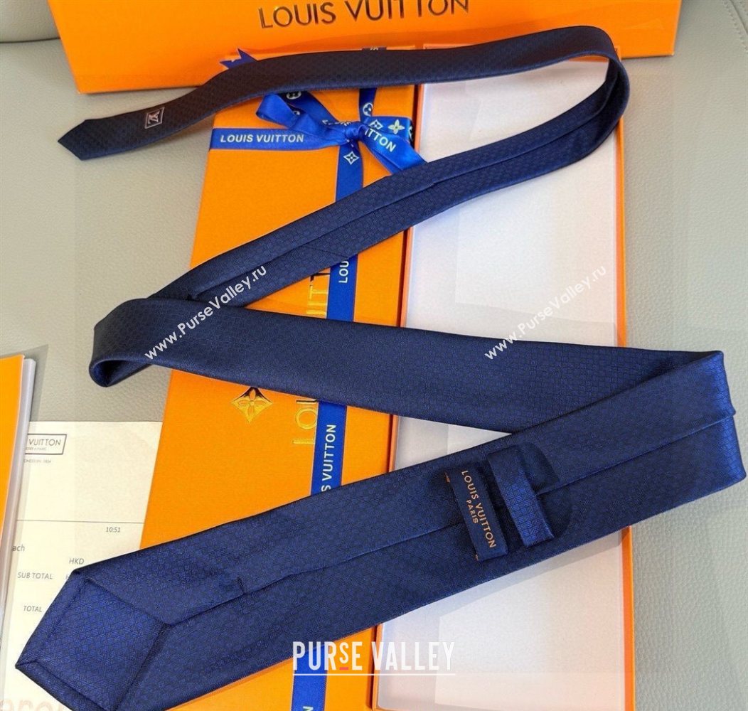 Louis Vuitton Micro Damier Silk Tie Blue2 2026 LV26010502 (XMN-260105049)