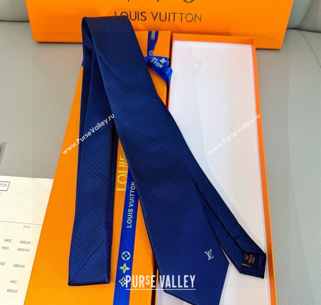 Louis Vuitton Micro Damier Silk Tie Blue2 2026 LV26010502 (XMN-260105049)