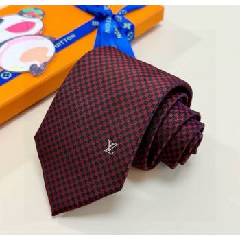 Louis Vuitton Micro Damier Silk Tie Red 2026 LV26010502 (XMN-260105050)