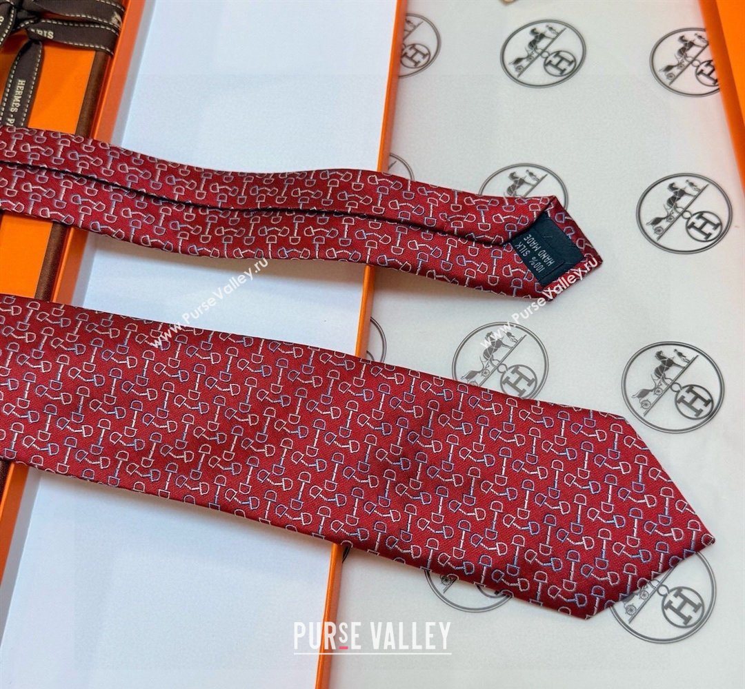 Hermes Tie 7 H au Maillon Silk Tie Red 2026 0319 (XMN-260319112)