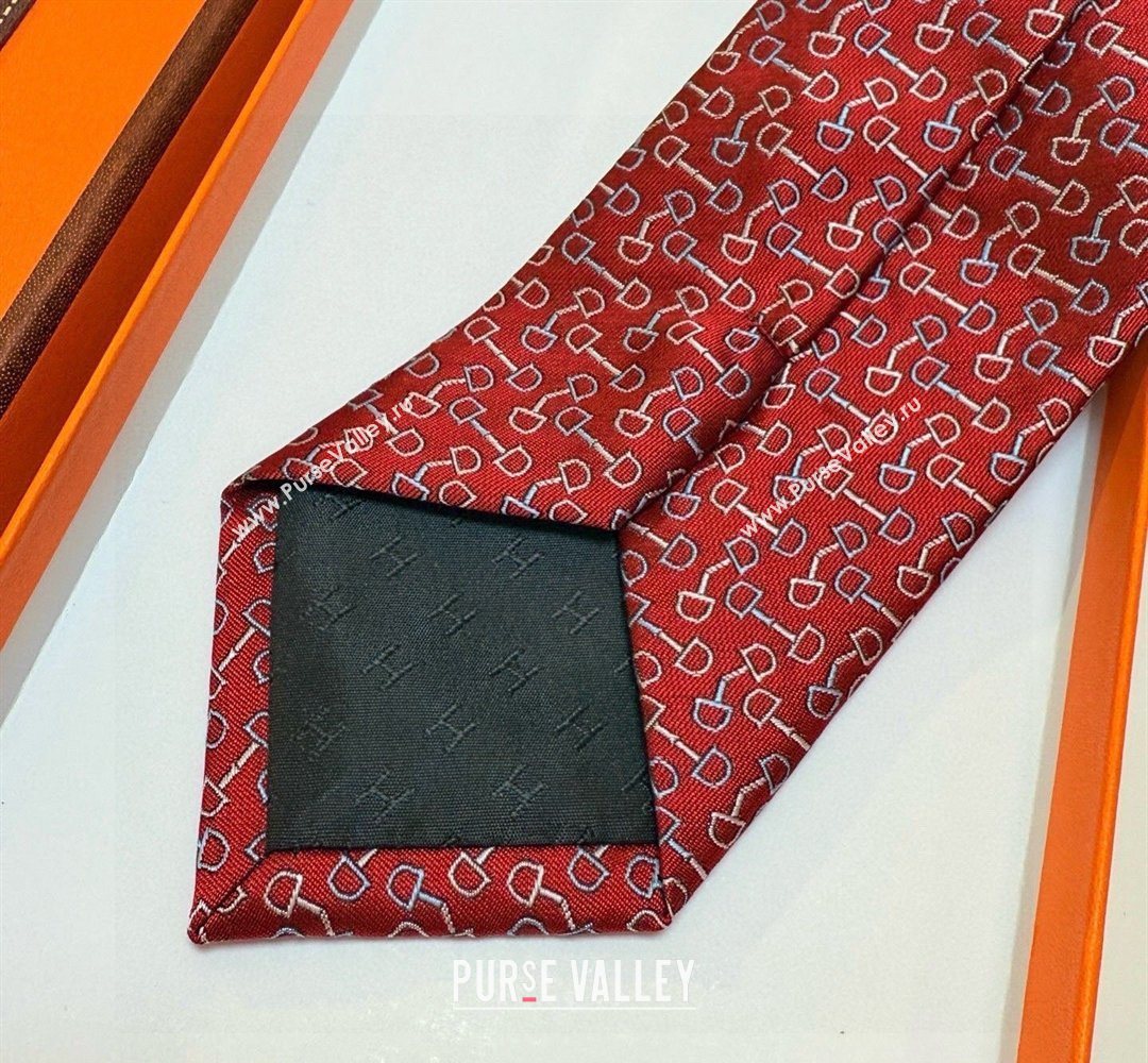 Hermes Tie 7 H au Maillon Silk Tie Red 2026 0319 (XMN-260319112)