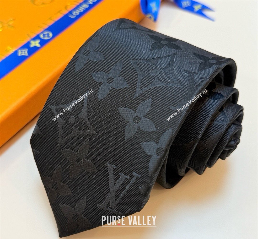 Louis Vuitton Silk Tie with Maxi Monogram Black 2026 0319 (XMN-260319113)