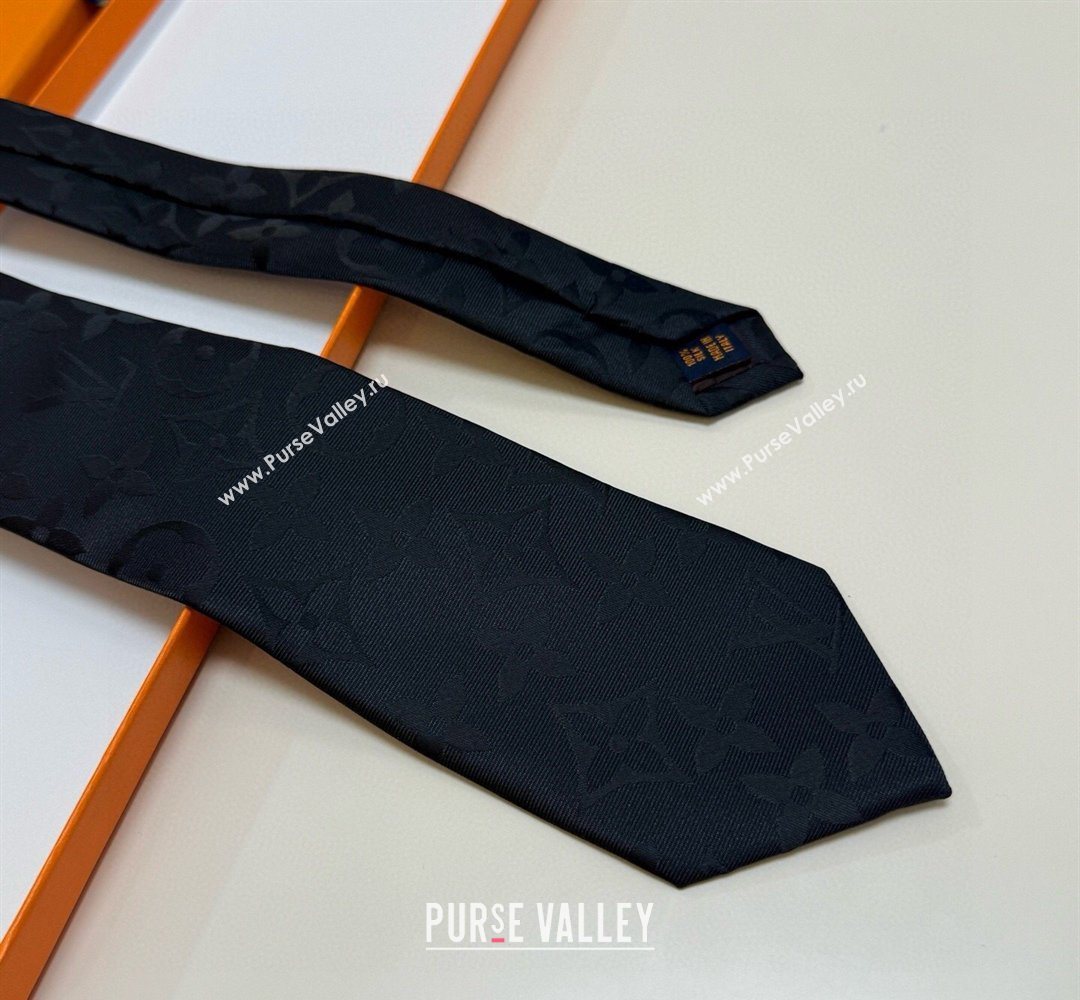 Louis Vuitton Silk Tie with Maxi Monogram Black 2026 0319 (XMN-260319113)