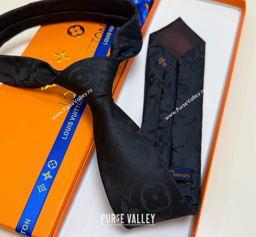 Louis Vuitton Silk Tie with Maxi Monogram Black 2026 0319 (XMN-260319113)