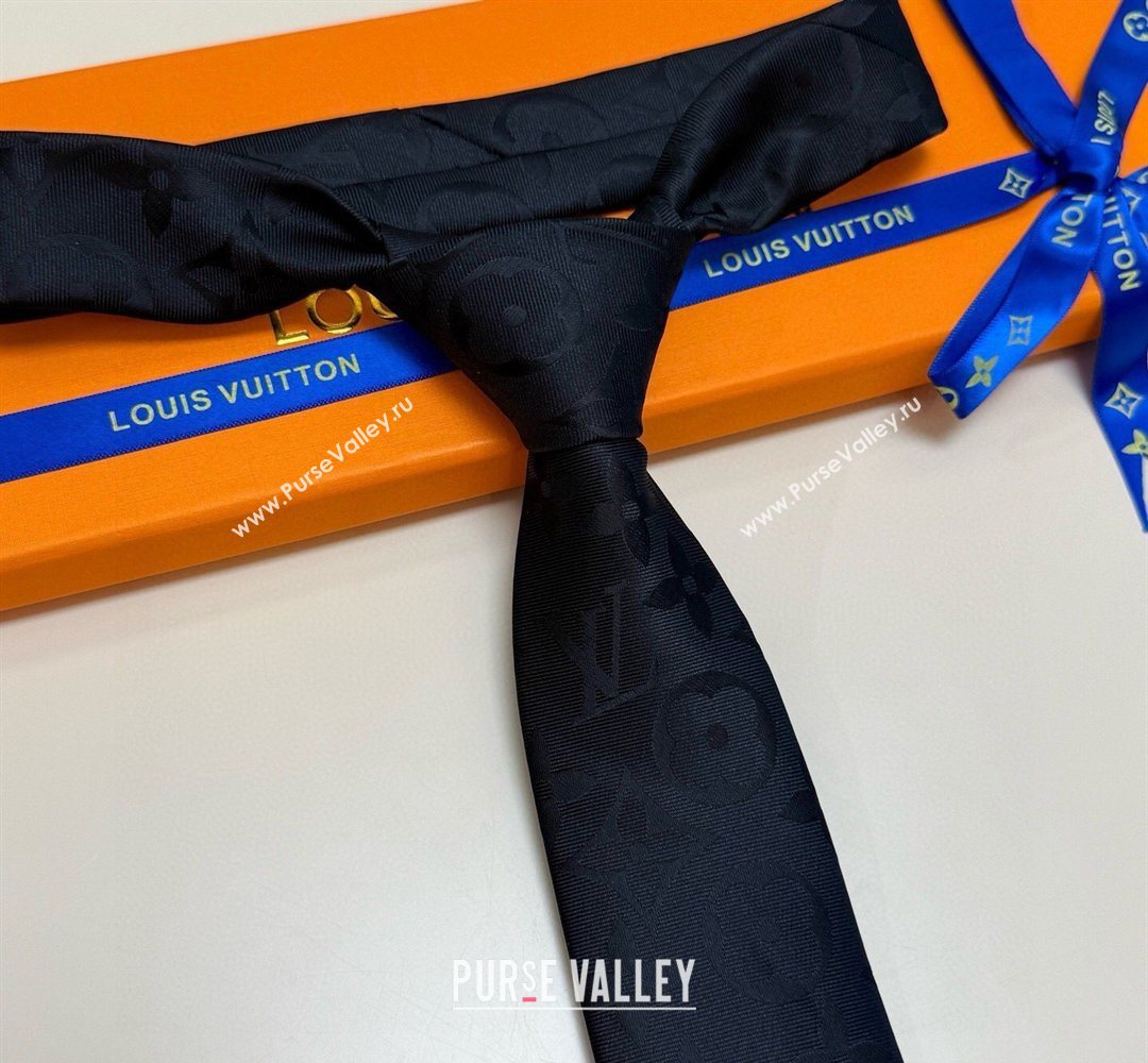 Louis Vuitton Silk Tie with Maxi Monogram Black 2026 0319 (XMN-260319113)