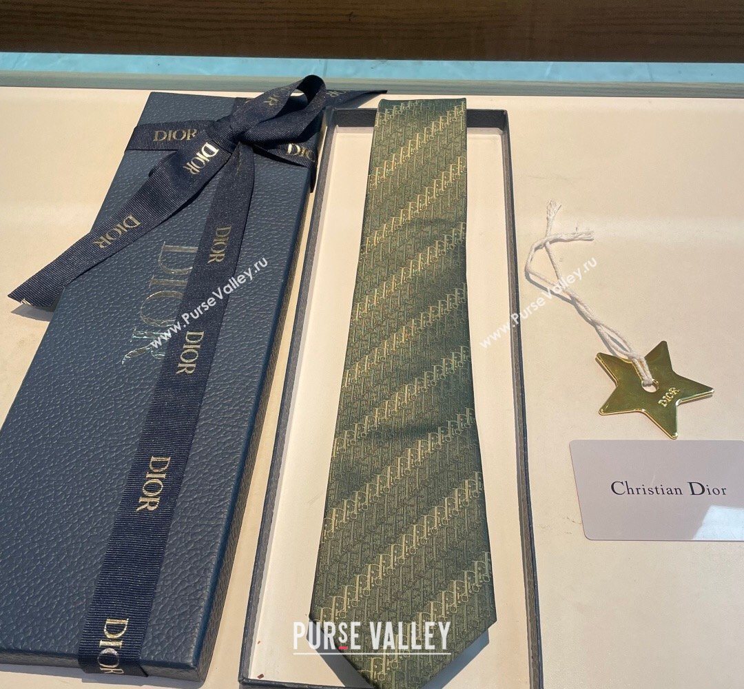 Dior Oblique Trio Silk Tie Green 2026 0319 (XMN-260319102)