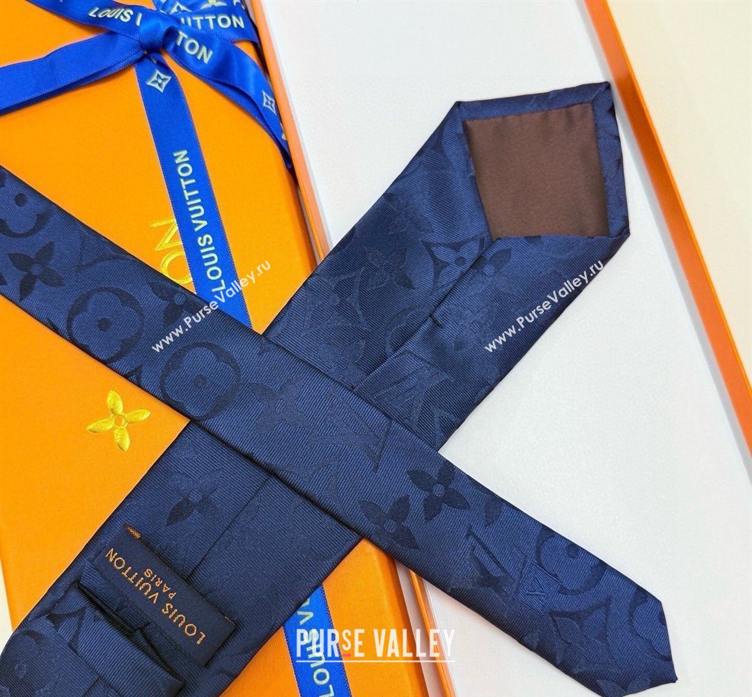 Louis Vuitton Silk Tie with Maxi Monogram Light Blue 2026 0319 (XMN-260319114)