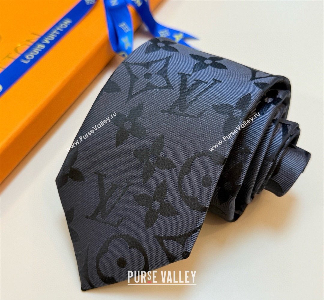 Louis Vuitton Silk Tie with Maxi Monogram Dark Blue 2026 0319 (XMN-260319117)