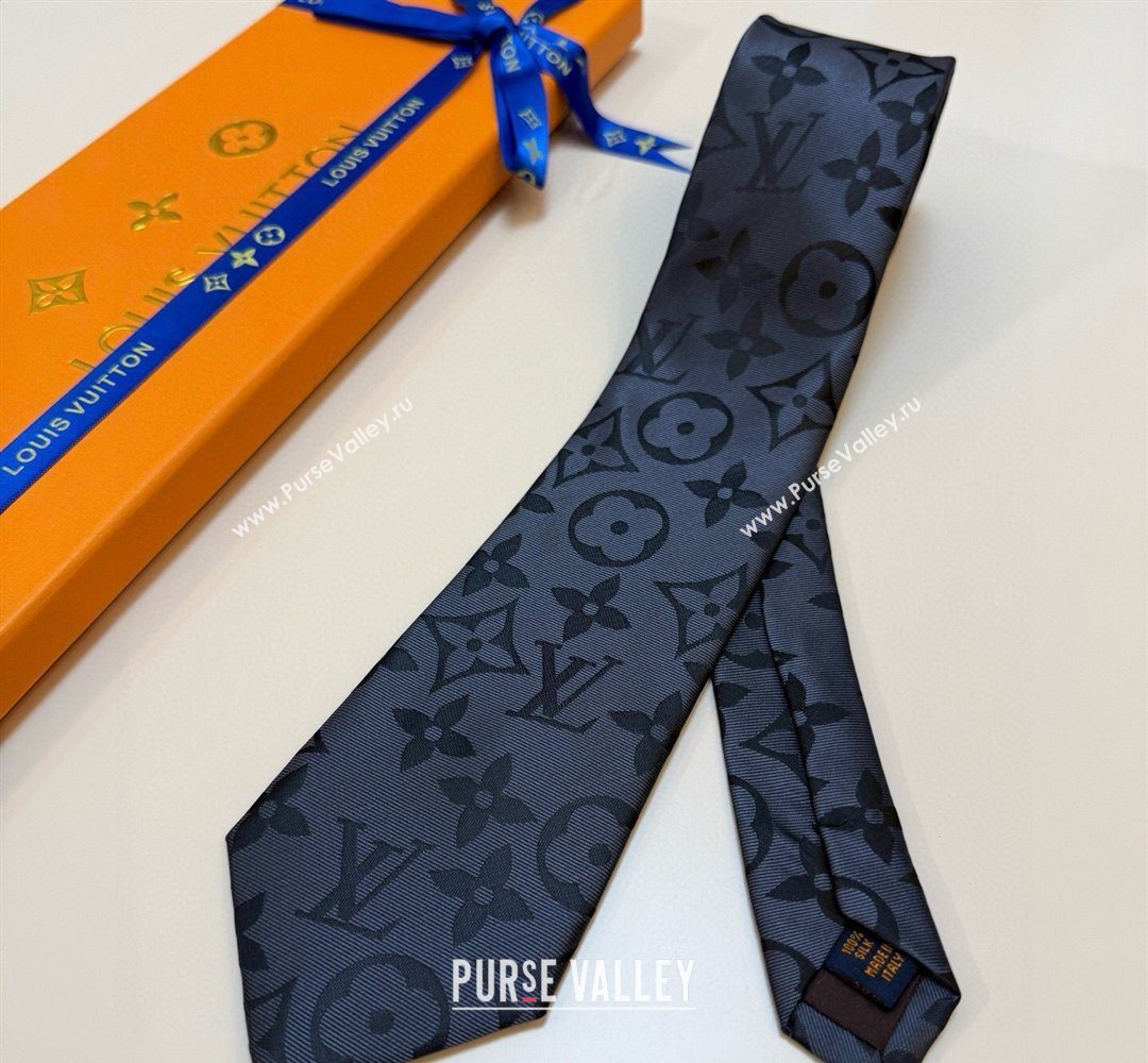 Louis Vuitton Silk Tie with Maxi Monogram Dark Blue 2026 0319 (XMN-260319117)