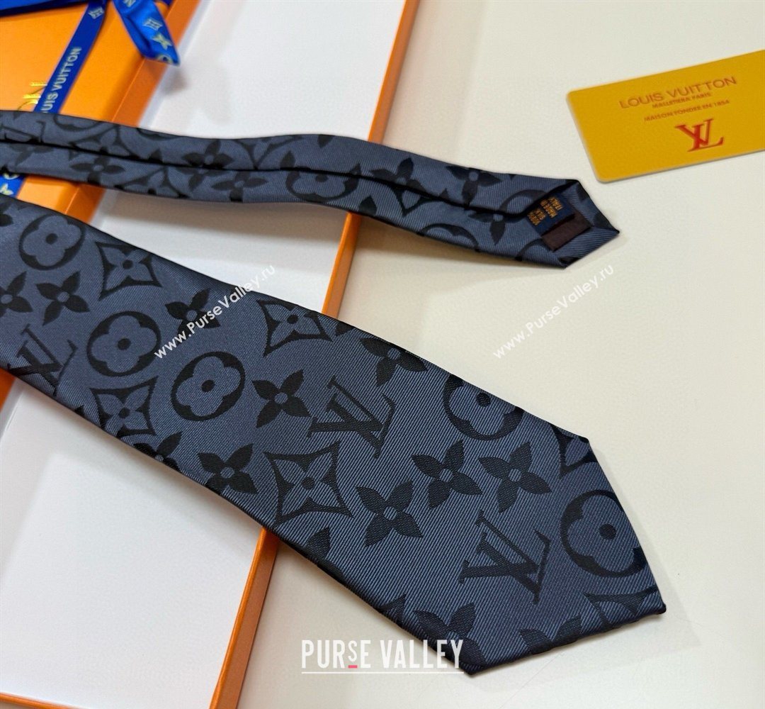 Louis Vuitton Silk Tie with Maxi Monogram Dark Blue 2026 0319 (XMN-260319117)