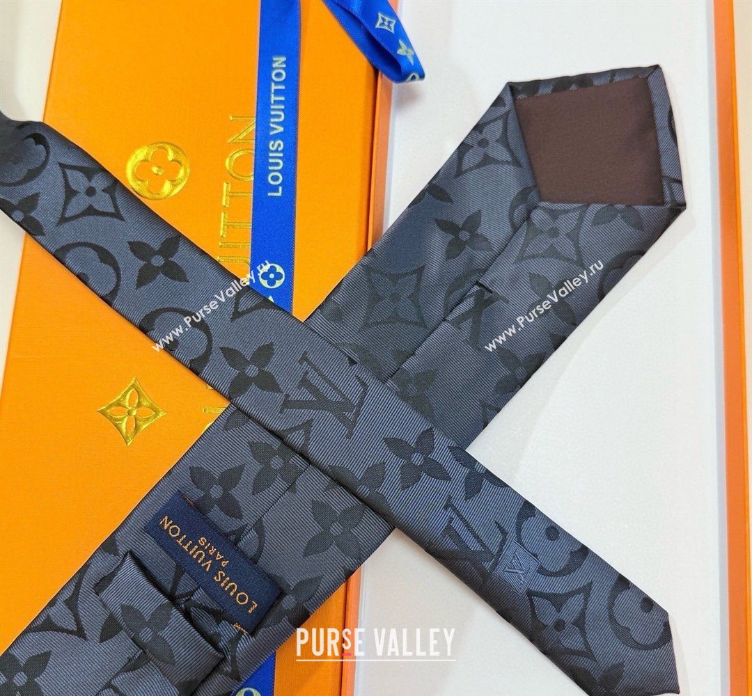Louis Vuitton Silk Tie with Maxi Monogram Dark Blue 2026 0319 (XMN-260319117)