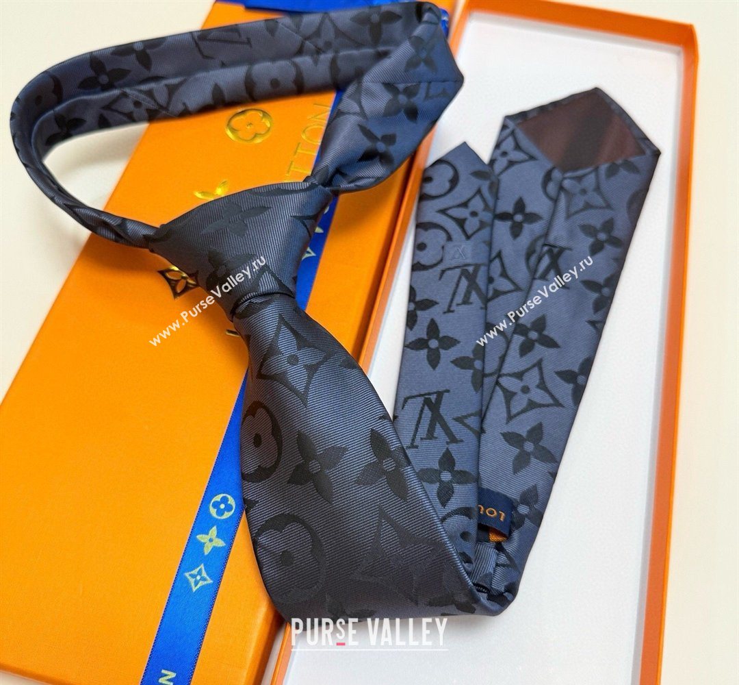 Louis Vuitton Silk Tie with Maxi Monogram Dark Blue 2026 0319 (XMN-260319117)