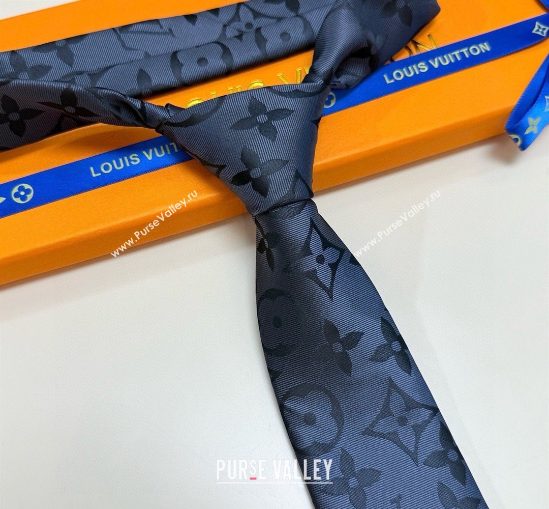 Louis Vuitton Silk Tie with Maxi Monogram Dark Blue 2026 0319 (XMN-260319117)