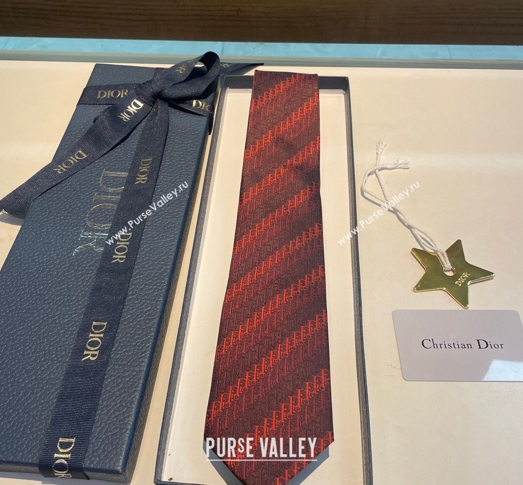 Dior Oblique Trio Silk Tie Red 2026 0319 (XMN-260319103)