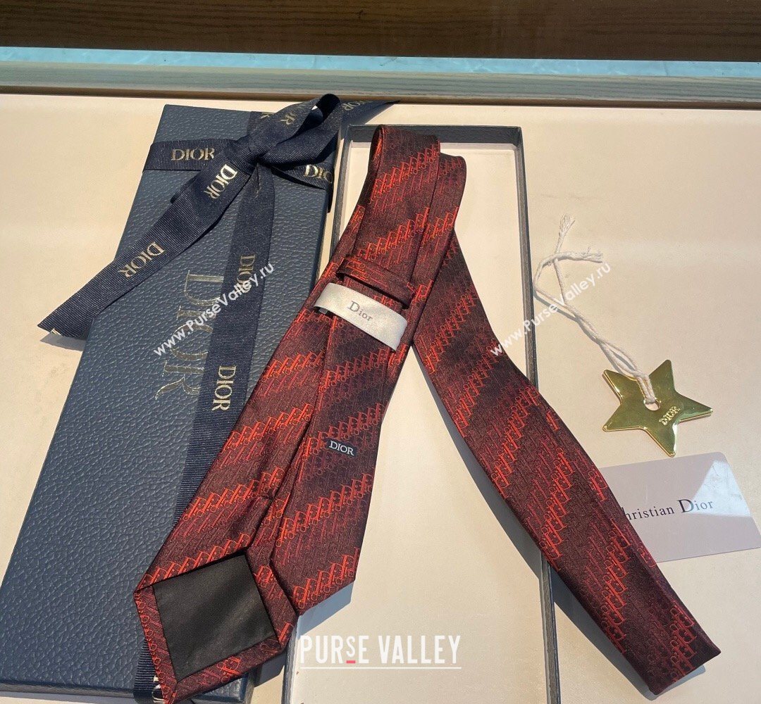 Dior Oblique Trio Silk Tie Red 2026 0319 (XMN-260319103)