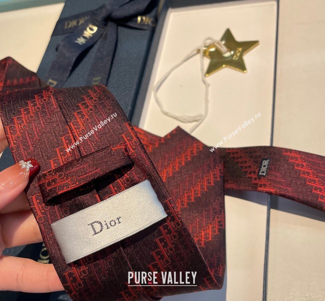 Dior Oblique Trio Silk Tie Red 2026 0319 (XMN-260319103)