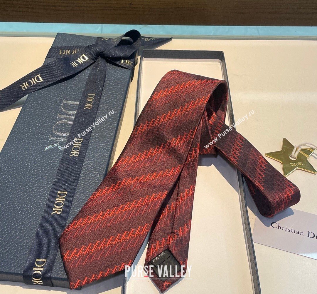 Dior Oblique Trio Silk Tie Red 2026 0319 (XMN-260319103)