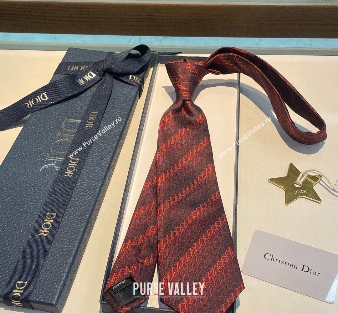 Dior Oblique Trio Silk Tie Red 2026 0319 (XMN-260319103)