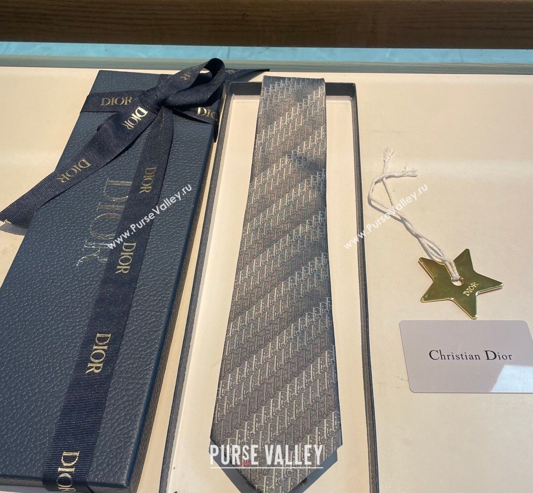Dior Oblique Trio Silk Tie Grey 2026 0319 (XMN-260319104)