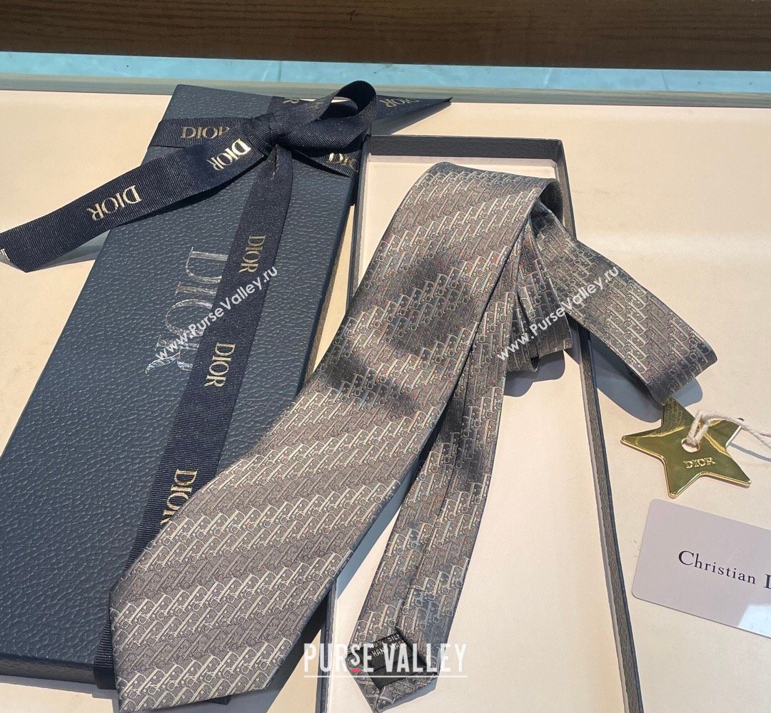 Dior Oblique Trio Silk Tie Grey 2026 0319 (XMN-260319104)
