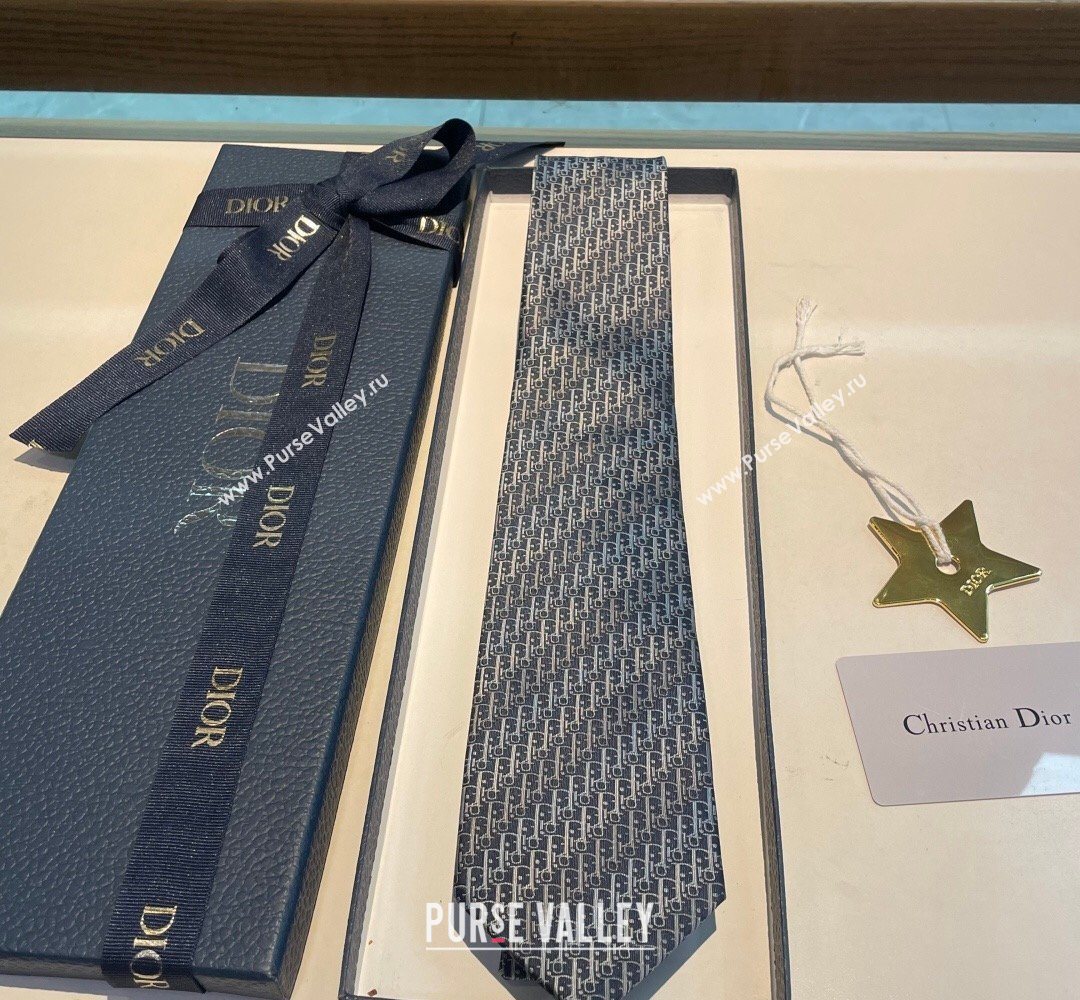 Dior Oblique Trio Silk Tie Blue 2026 0319 (XMN-260319105)