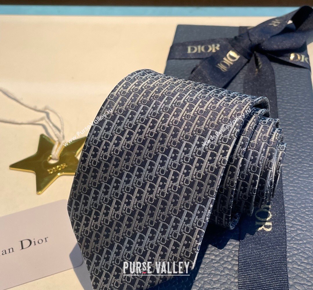 Dior Oblique Trio Silk Tie Blue 2026 0319 (XMN-260319105)